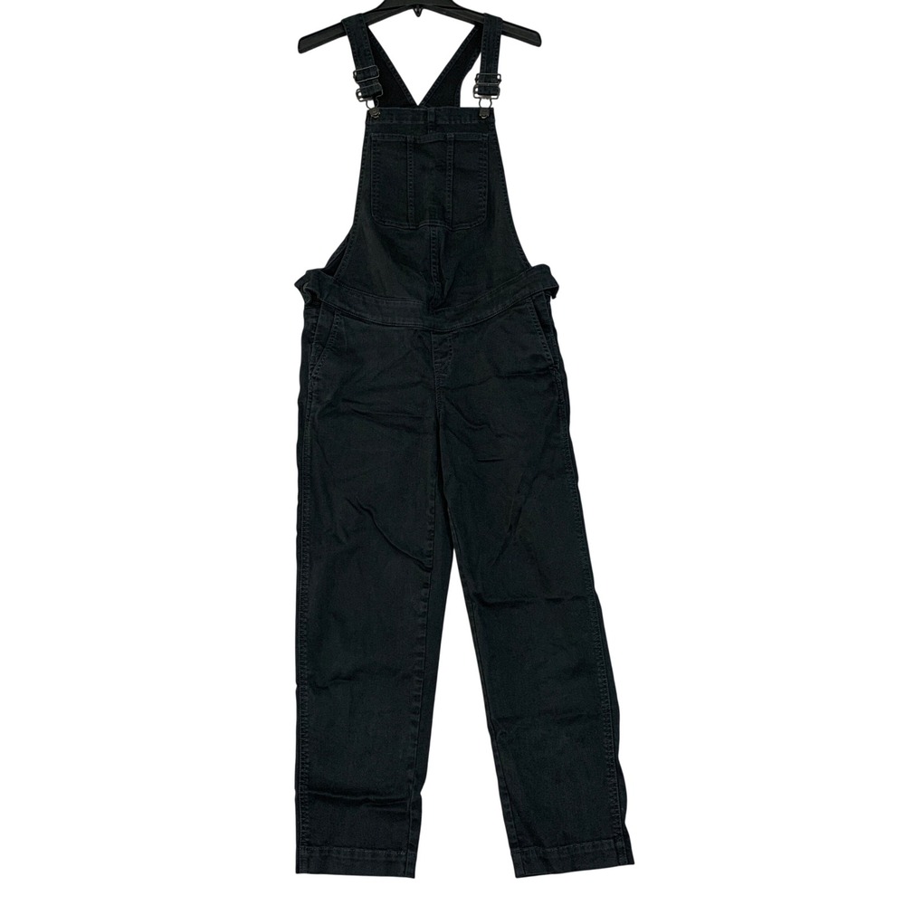 Madewell Women's S Black Straight Leg Denim Overalls Cotton Blend Stretch